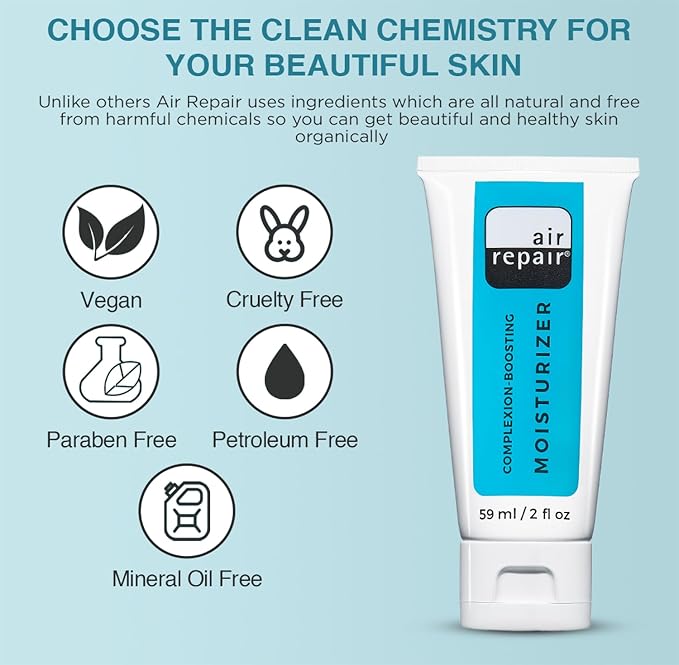 Air Repair Complexion Boosting Moisturizer with Hyaluronic Acid & Ceramide, Skin Barrier Repair Moisturizer for Dry Skin, Hydrating Face Moisturizer Reduces Aging & Wrinkles, Vegan & Cruelty Free