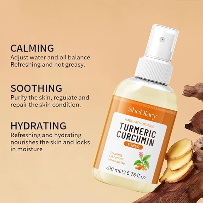 Turmeric Toner Spray Calming Hydrating Soothing Oil Control Moisturizing Face Mist (3)