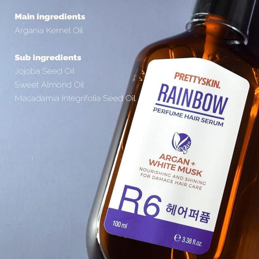 PRETTYSKIN Rainbow Perfume Vegan Nourishing Hair Serum with Long-Lasting White Musk Fragrance 100ml (R6 Hair perfume White Musk)