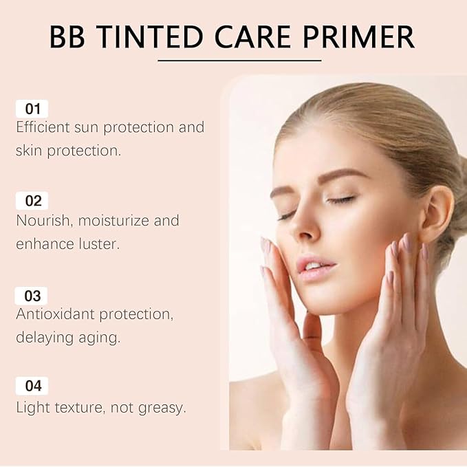 BB Tinted Moisturizer SPF 30, BB Tinted Care Primer, BB Tinted Care Primer with Brush, Full Coverage Light Medium Skin Tone Moisturizing and Smoothing (Natural*1 with Brush)