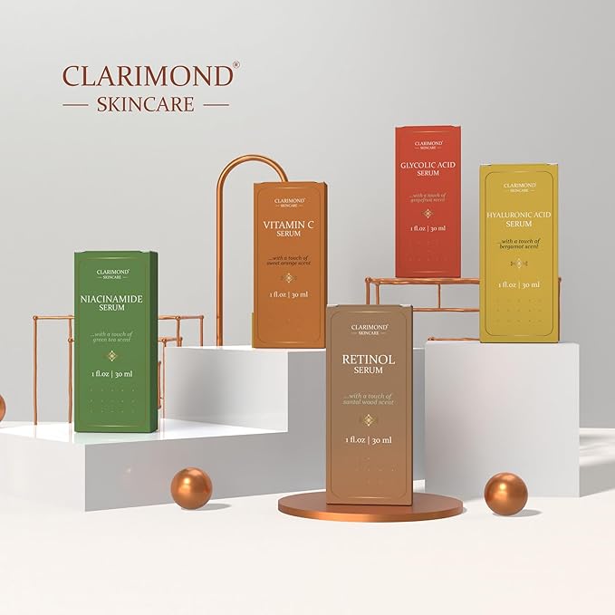 CLARIMOND Glycolic Acid Serum | Gentle 10% Exfoliating AHA | Aloe Vera & Botanical Extracts | Hyaluronic Acid | Lightweight Hydration | 1 fl oz