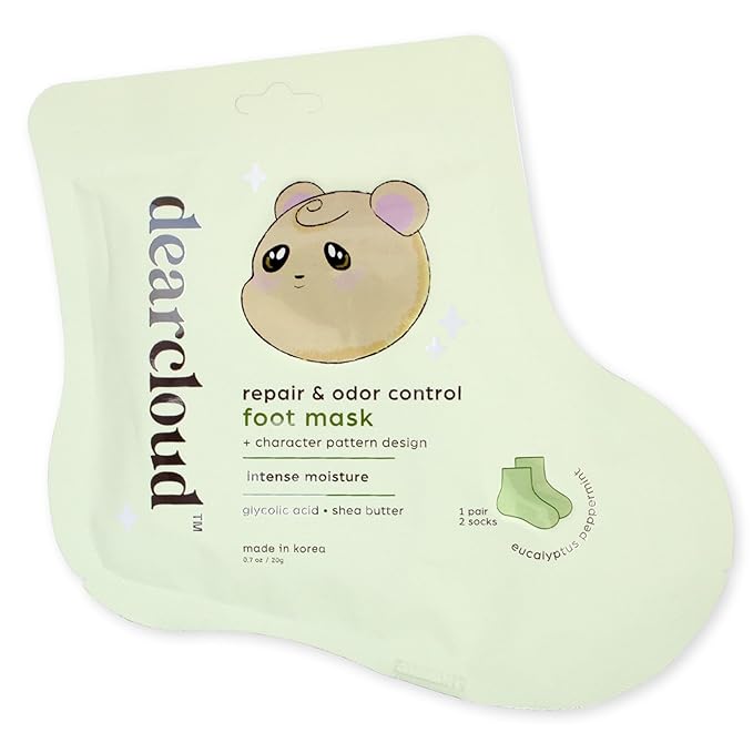 dearcloud Soft As Snow Foot Rescue Set - Foot Mask for Dry Cracked Feet + Moisturizing Foot Cream - Self Care Gift Set (Fresh Eucalyptus and Peppermint)