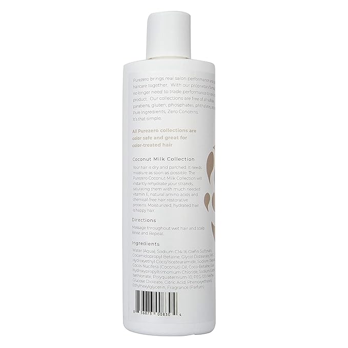 Purezero 20 Oz Value Pack Coconut Milk Shampoo & Conditioner Set, Bulk Pack, Intense Hydration & Increase Shine, Fight Dandruff & Frizz, Zero Sulfates, Parabens, Dyes,100% Vegan & Cruelty-Free