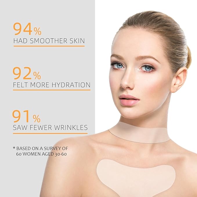 Chest Neck Wrinkle Patches -Silicone Patches for Wrinkles, Neck Mask Chest Patch for Decollete & Cleavage, Anti Ageing Wrinkle Remover, Reusable Overnight Wrinkles Treatment for Women,4 Pack