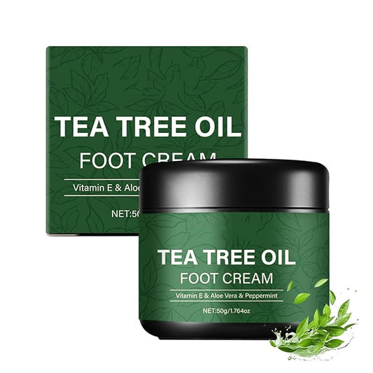 Tea Tree Oil Foot Cream,1.76 oz Foot Cream for Dry Cracked Heels and Feet,Enriched with Aloe Vera Vitamin E & Peppermint,Moisturizing & Soothing for Healthy Feet (1)