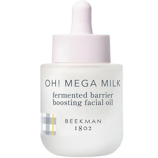 Beekman 1802 Oh Mega Milk Facial Oil - Hydrating Vitamin C & Niacinamide Serum - Repairs Skin Barrier & Reduces Dark Spots From Aging - Fragrance Free, Sensitive Skin Safe