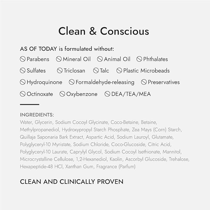 AS OF TODAY R-Peptide Enzyme Cleanser | Gentle Daily Face Wash with Peptides & Plant Enzymes | Hydrating Brightening Non-Foaming Cleanser for Sensitive & Dry Skin | Clean Beauty 3.3 fl oz