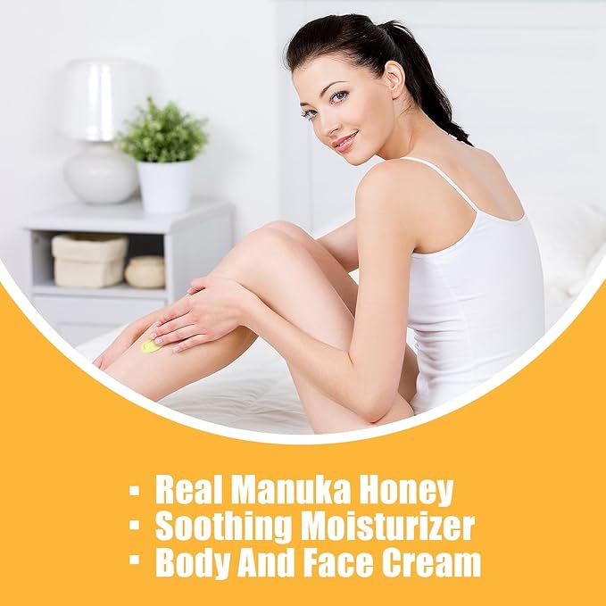Manuka Honey Cream, Honey Firming Cream Body Lotion & Face Moisturizer Skin Care for Dry Crepey Wrinkle Sun Damaged Skin Tightening Body Cream for Women & Men 5.3oz