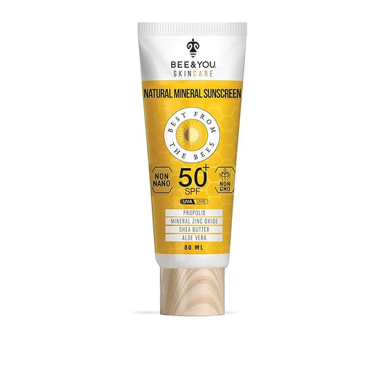 BEE and YOU Mineral Body Sunscreen SPF 50 | Non-Nano Zinc Oxide | 100% Natural, Reef-Safe, Broad Spectrum UVA/UVB Protection | Eco-Friendly Sunscreen for Body