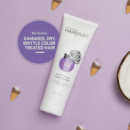 Coconut and Acai Shampoo and Conditioner Set for Curly Hair - Sulfate Free, Ultra Moisturizing for Defined, Frizz Free Curls - Natural Botanicals for Wavy to Coily Hair Types - 8 Oz