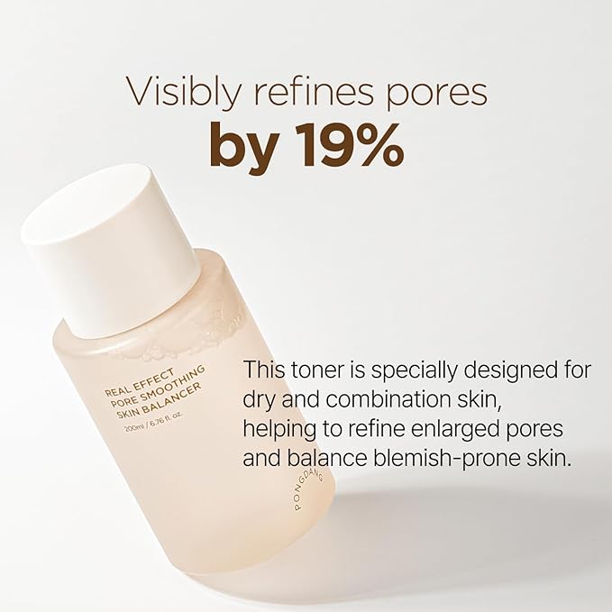 PONGDANG Real Effect Pore Smoothing Skin Balancer 6.76 fl.oz. | Pore-Refining Toner for Smoother-Looking Skin | Helps Improve The Look of Enlarged & Uneven Pores | Korean Skin Care