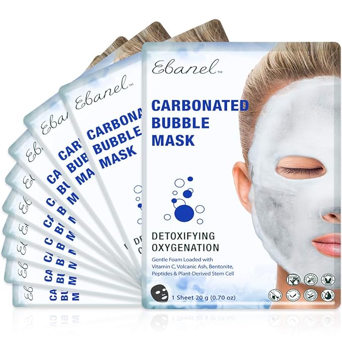 Ebanel 10 Pack Carbonated Bubble Clay Mask, Deep Cleansing Face Mask, Volcanic Ash and Bentonite Clay Masks with Collagen Peptides, Vitamin C, Hyaluronic Acid, Niacinamide