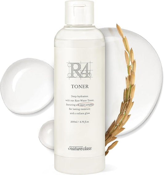 R4 Hydrating Rice Toner with Rice-Peptide & 4-Liposome Complex – Calming & Moisturizing Glowing Toner, Lasting Hydration, Hypoallergenic Korean Skincare 6.76 fl.oz.