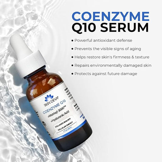 SKIN DEVA 1 fl oz COENZYME Q10 Anti Aging Serum Formula with Matrixyl 3000 and Hyaluronic Acid Serum Facial Serums, Anti Wrinkle Serum which Stimulates Collagen and Elastin Production