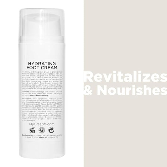 Hydrating Foot Cream for Dry Cracked Heels and Feet, 3.4 fl. oz., Deep Moisturizing Seaweed Extract and Shea Butter, Restores Soft Supple Skin