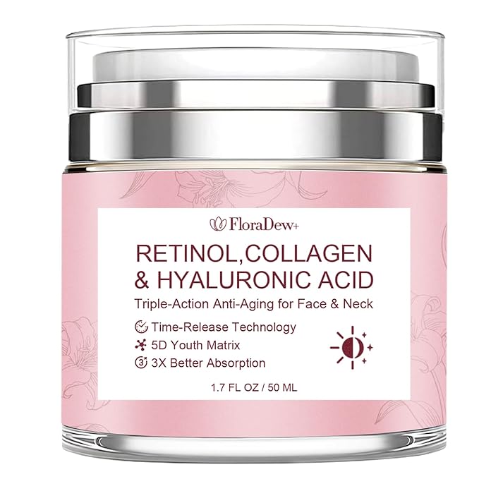 Retinol Collagen Hyaluronic Acid Anti-Aging Wrinkle Cream for Face & Neck Moisturizer Face Cream for Women 1.7 FL OZ