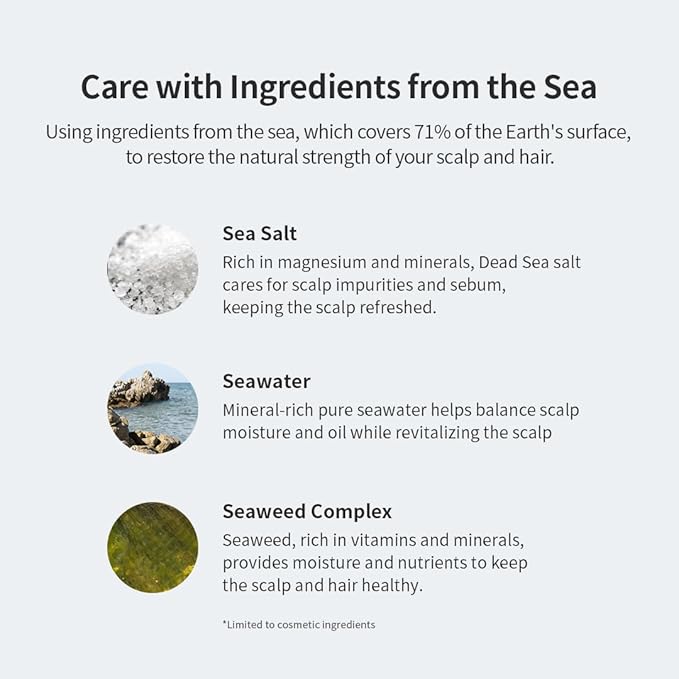 GROWUS Sea Salt Therapy Scalp Scaler - Salicylic Acid, Niacinamide, Dexpanthenol, Exfoliating, Deep Cleansing, Free from Paraben and Sulfate, 2 in 1 Shampoo for Itchy and Oily Scalp (8.8 Oz / 250g)