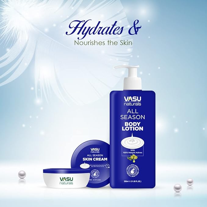 Vasu Body Lotion for All Skin Types with Shea Butter & Vitamin E, face moisturizer, body moisturizers Non-Greasy Formula, hand cream, lotion for women, lotion for men - 11.83 fl oz each (Pack of 2)
