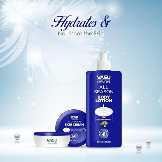 Vasu Body Lotion for All Skin Types with Shea Butter & Vitamin E, face moisturizer, body moisturizers Non-Greasy Formula, hand cream, lotion for women, lotion for men - 11.83 fl oz each (Pack of 2)