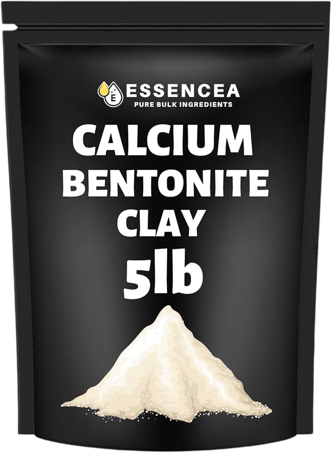 Calcium Bentonite Clay Powder 5lb by Essencea Pure Bulk Ingredients | Deep Pore Detox Face & Hair Mask | 100% Natural & Unrefined Indian Healing Clay | DIY Deodorants (80 Ounces) [Packaging May Vary]