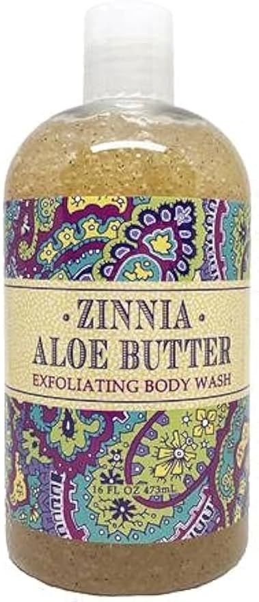 Greenwich Bay Trading Co. Exfoliating Scented Body Wash - Luxury Spa Quality, Shea & Cocoa Butter Enriched - 16 Ounce (Zinnia)