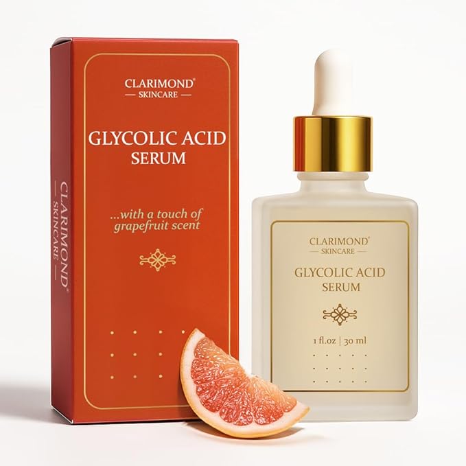 CLARIMOND Glycolic Acid Serum | Gentle 10% Exfoliating AHA | Aloe Vera & Botanical Extracts | Hyaluronic Acid | Lightweight Hydration | 1 fl oz