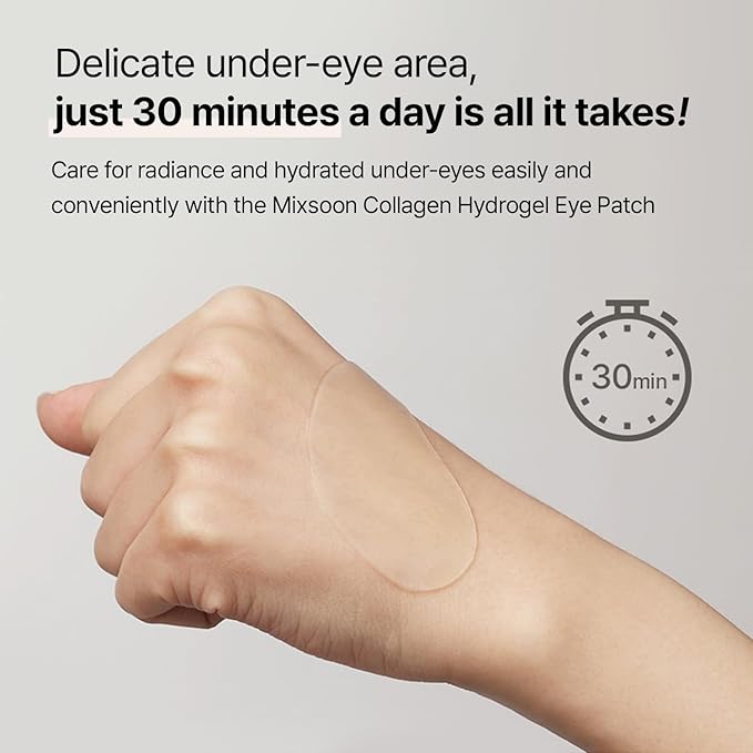 mixsoon Collagen Hydrogel Eye Patch 84 g / 2.96 oz. (30 pairs) Under Patch Hydrating Radiance Easy Patch fore Korean Glass SKin Care