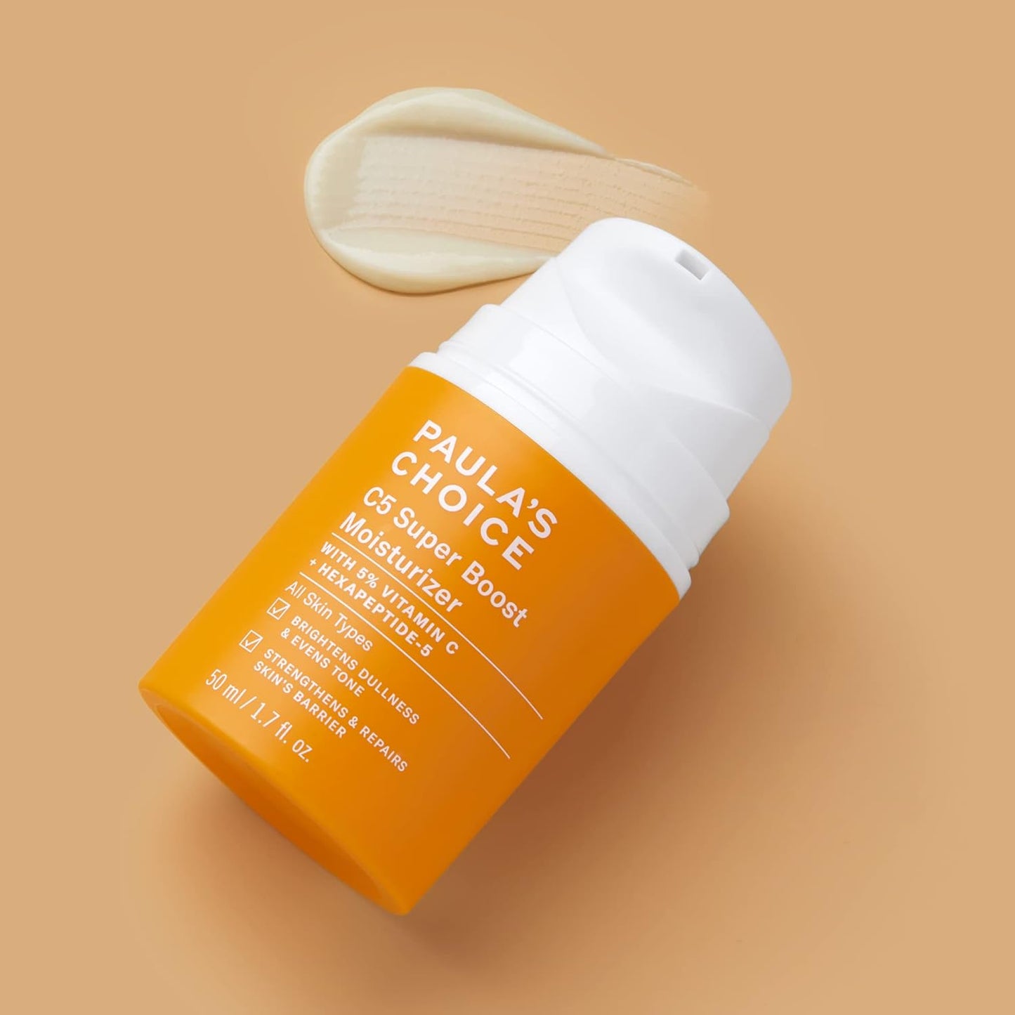 C5 Super Boost Vitamin C Moisturizer – 5% Stabilized Vitamin C + Squalane | Brightening Face Lotion for Uneven Skin Tone, Discoloration, Fine Lines & Acne-Prone Skin | Daily Fragrance-Free Anti-Aging Cream