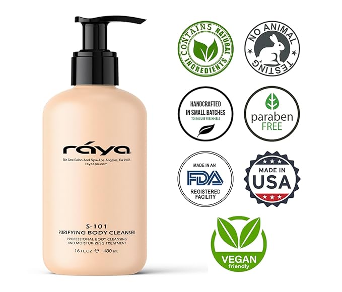 Raya Purifying Body Cleanser 16 oz (S-101) | Gentle Body Wash | Softens and Nourishes | Can Be Used as a Conditioning Hair and Scalp Shampoo | Great for All Skin