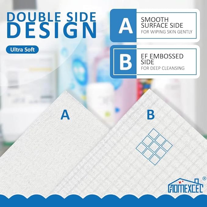 HOMEXCEL Face Towels 100 Count (2 Box), Disposable Makeup Remover Wipes, Super Soft Biodegradable Dry Facial Hand Clean Facial Towels Wash Cloth