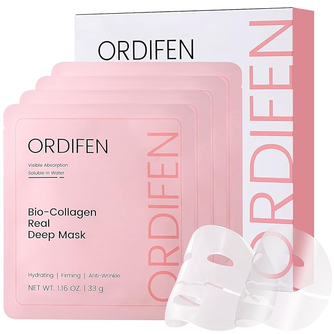 Collagen Night Wrapping Mask, Bio-Collagen Face Masks - Deep Hydrating Overnight Face Mask, Korean Skincare, Facial Treatments & Masks for Women - Firming and Moisturizing, 4-Pack