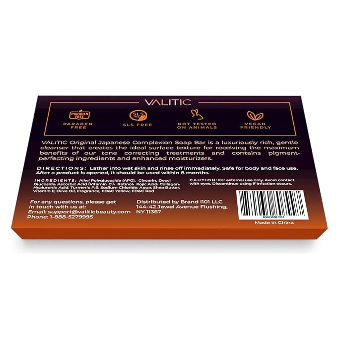 VALITIC Kojic Acid Dark Spot Remover Soap Bars with Vitamin C, Retinol, Collagen, Turmeric - Original Japanese Complex Infused with Hyaluronic Acid, Vitamin E, Shea Butter, Castile Olive Oil - 5 Pack