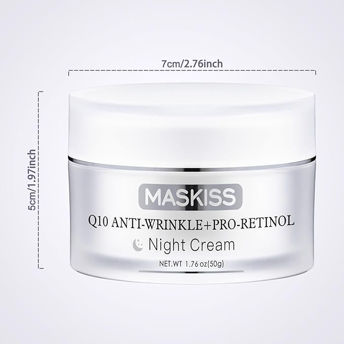 Firming Neck Cream & Anti-Wrinkle Night Cream with Coenzyme Q10 + Pro-Retinol, Unscented Skin Firming Neck Cream, Anti Aging Facial Moisturizer for Sensitive Skin, 1.76 Oz Jar