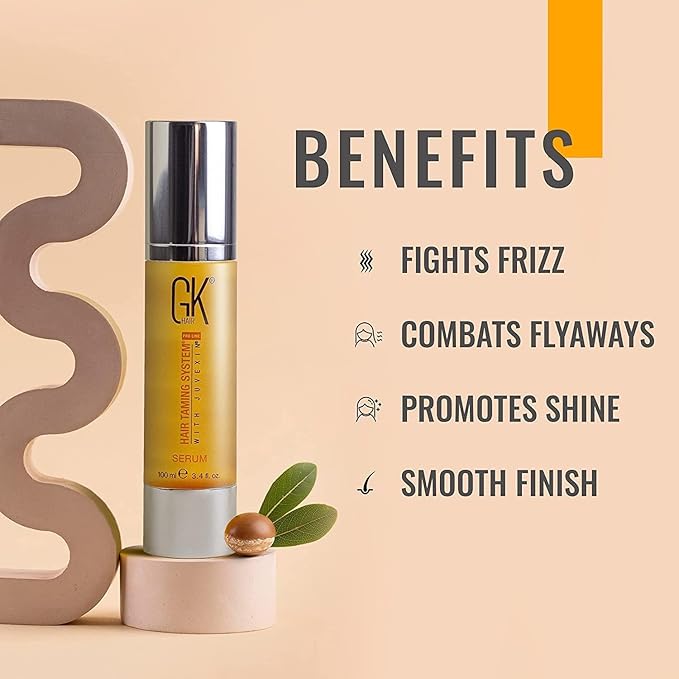 GK HAIR Global Keratin 100% Organic Argan Oil Frizz Control Serum (10ml) & (100ml) for Smoothing Nourishing Heat Protection – Enhance Shine & Restore Healthy Radiance