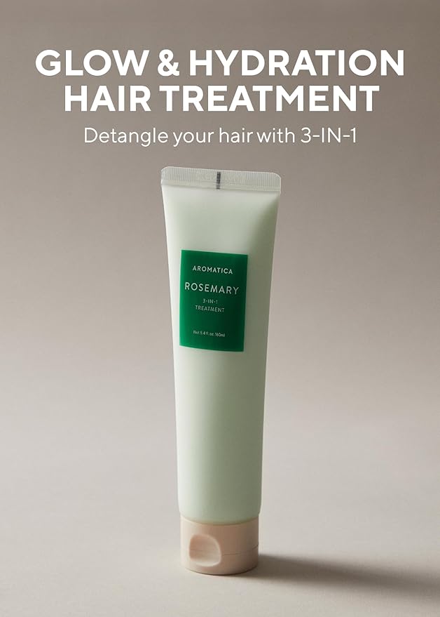 AROMATICA Rosemary 3-in-1 Hair Treatment – Nourishing & Moisturizing Hair Mask with Rosemary & Betaine, Cream Adds Shine & Softness, Deep Conditioner for Dry & Damaged Hair, Korean Hair Care 5.4 fl.oz
