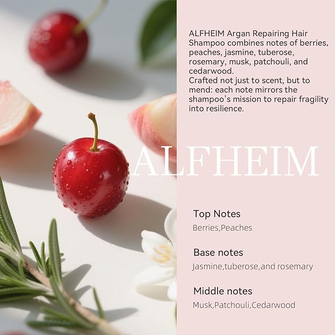 ALFHEIM Argan+ Repairing Shampoo | Argan Oil & Keratin for Dry, Damaged & Brittle Hair | Deep Nourishing & Strengthening | Sulfate-Free, Color-Safe & Frizz Control | 18 fl oz