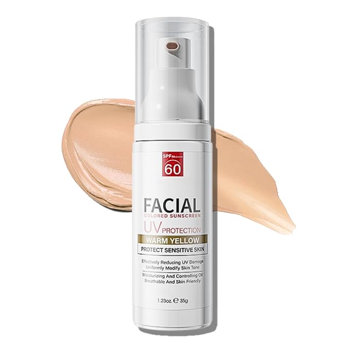 Daily SPF 60 Tinted Face Sunscreen Moisturizer, Tinted Moisturizer for Face with SPF - Mineral Sunscreen Oil- Free with Zinc Oxide Lightweight and Soft for Combination Dry Sensitive Skin