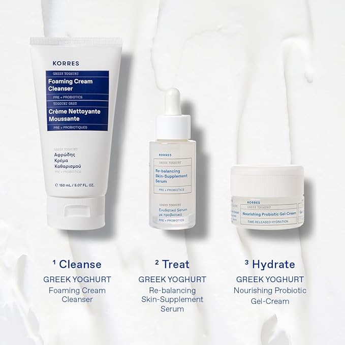 KORRES Greek Yoghurt Foaming Cream Cleanser, Hydrating, Deep Cleansing Skin Care, Makeup Remover, Face Wash for Women, Cream to Foam Facial Cleanser for Dry, Oily, Sensitive, Any Skin Type, 5.07 fl oz