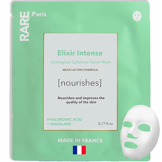 Élixir Intense - Nourishing Facial Sheet Mask - Hydrating & Brightening - With Hyaluronic Acid & Squalene - Multi-Active Serum Formula - Nourishing, Firming & Revitalizing - 1 Pack