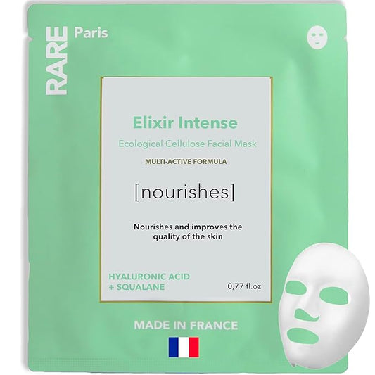 Élixir Intense - Nourishing Facial Sheet Mask - Hydrating & Brightening - With Hyaluronic Acid & Squalene - Multi-Active Serum Formula - Nourishing, Firming & Revitalizing - 1 Pack
