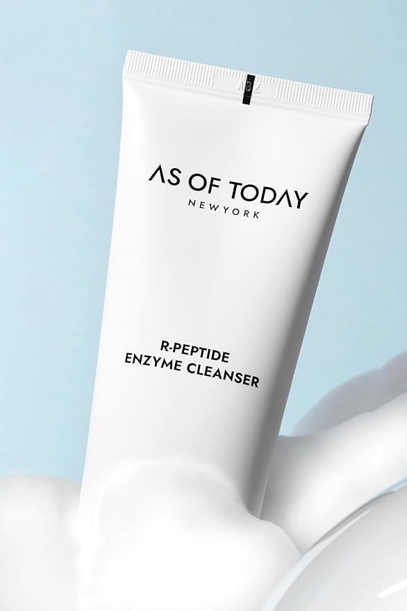 AS OF TODAY R-Peptide Enzyme Cleanser | Gentle Daily Face Wash with Peptides & Plant Enzymes | Hydrating Brightening Non-Foaming Cleanser for Sensitive & Dry Skin | Clean Beauty 3.3 fl oz