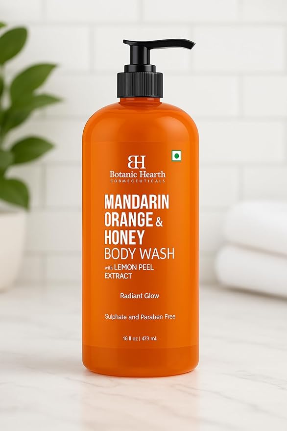 Botanic Hearth Mandarin Orange & Honey Body Wash | Shower Gel 16 Fl Oz With Lemon Peel Extract | Sulfate & Paraben | Free, Gentle Cleansing & Radiant Glow
