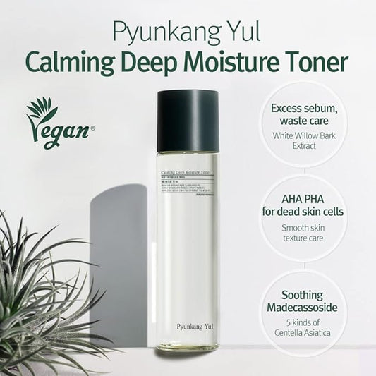 Pyunkang Yul PKY Calming Deep Moisture Toner - Face Toner for Women containing AHA and PHA - for Teens and Adults - Astringent for Face - Korean Facial Toner - 150ml 5.07 Fl. Oz.