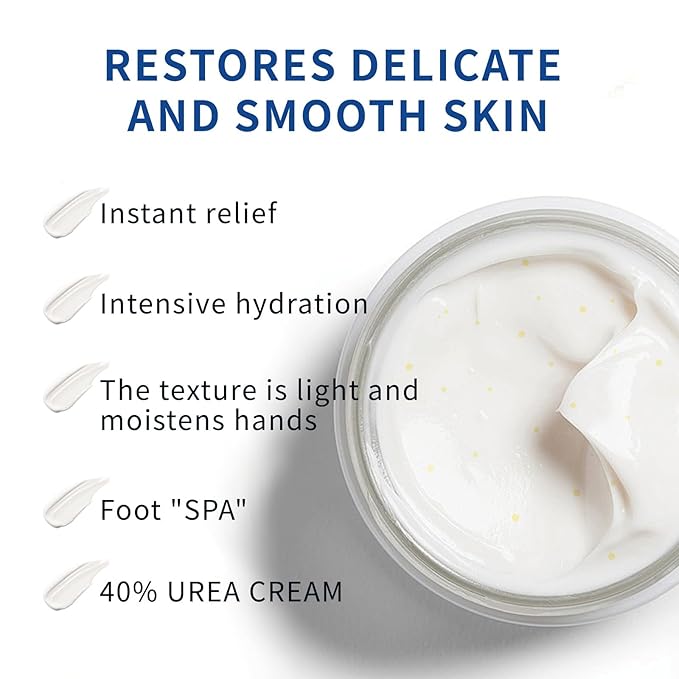 Urea Cream 40%, for Dry Cracked Feet, Heels, Knees, Elbows, Calluses and Hand Repair Care, Foot Moisturizer, Dead Skin Remover, Foot Care Softener