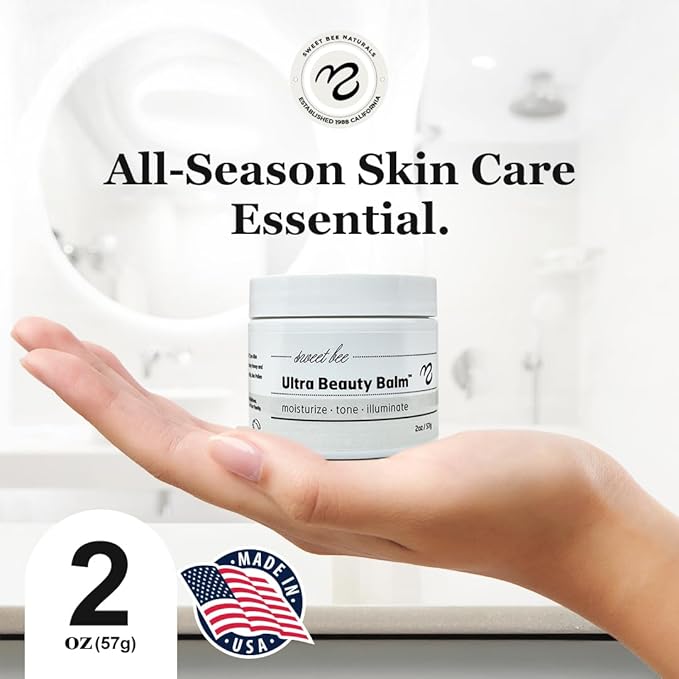 Sweet Bee Naturals Ultra Beauty Balm – Certified Organic Moisturizer Face Cream, Hydrating, Anti-Aging, Soothing, Firming, & Nourishing Facial Moisturizer, Face Lotion with Honey & Beeswax 2 oz