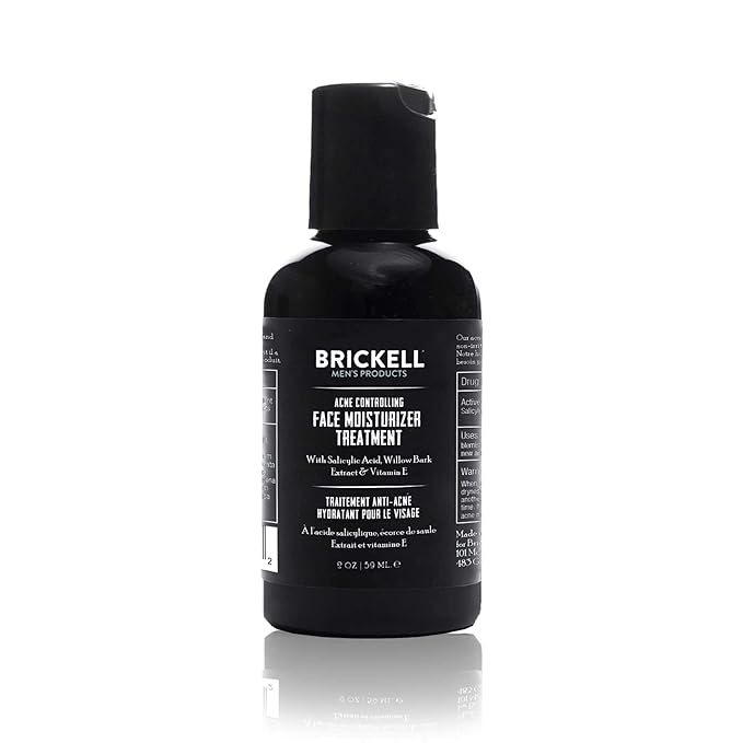 Brickell Men's Acne Controlling Face Moisturizer Treatment for Men, Natural and Organic Face Moisturizer Treatment to Clear Acne, Even Skin Tone and Moisturize Skin, 2% Salicylic Acid, 2 Ounces