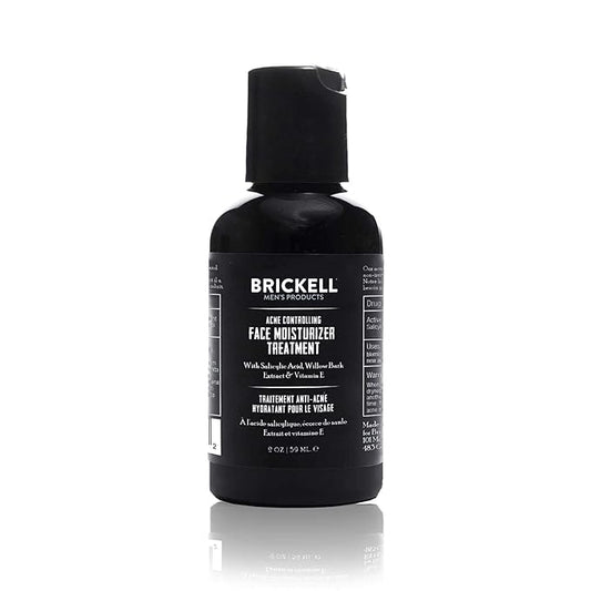 Brickell Men's Acne Controlling Face Moisturizer Treatment for Men, Natural and Organic Face Moisturizer Treatment to Clear Acne, Even Skin Tone and Moisturize Skin, 2% Salicylic Acid, 2 Ounces