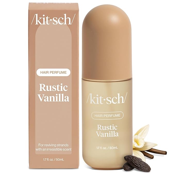 Kitsch Rustic Vanilla Hair Perfume for Women – Clean, Deodorizing & Patented Odor-Eliminating Technology Hair Spray & Body Mist - Warm Tonka, Vanilla Perfume & Cedar Blend - 50 ml