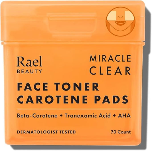 Rael Toner Pads - Cotton Pad for Face, Korean Skin Care, Dual Textured, Exfoliating and Soothing with Carotene, Niacinamide, Hyaluronic Acid, Hydrating, Vegan (70 Count)