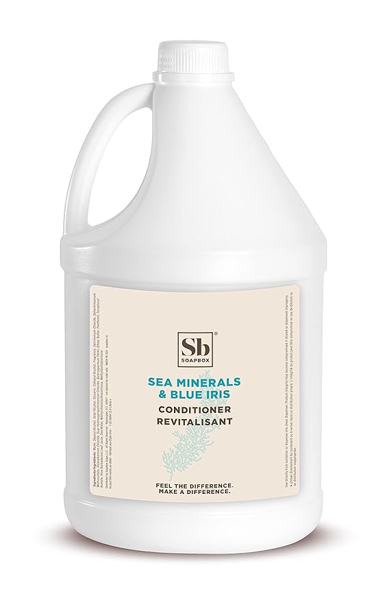 Soapbox Hair Conditioner, Sea Minerals & Blue Iris, Hydrating, Vegan, Color Safe, Sulfate Free & Silicone Free Conditioner Refill for Home & Professional Use - Gallon Size